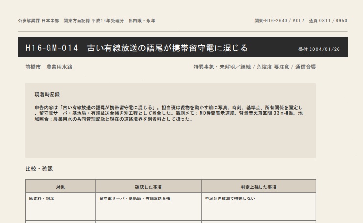 公安解異課 日本本部 『関東方面記録 平成16年受理分』