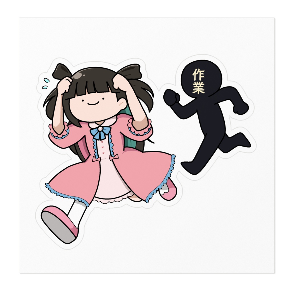 作業に追われるステッカー