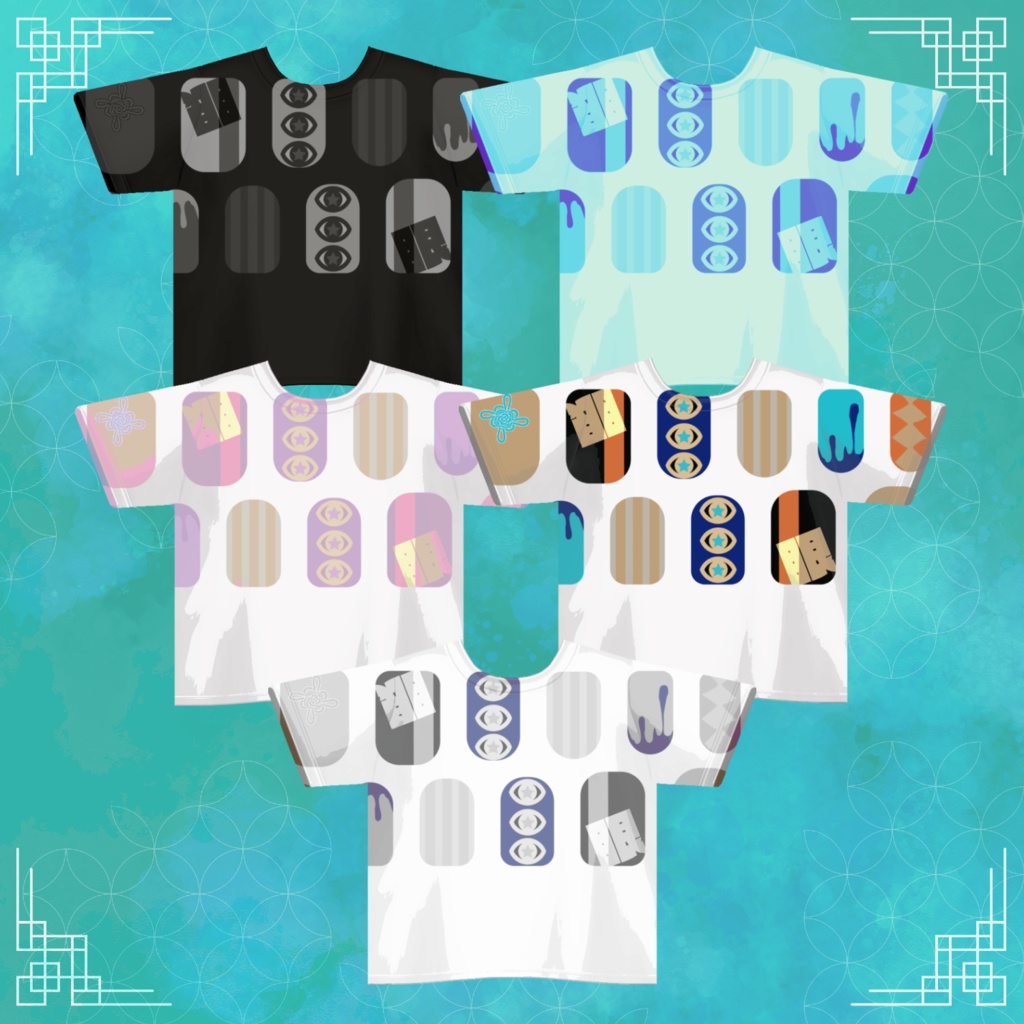【天珠ネイル柄大Tシャツ】VRoid専用テクスチャ【無料配布】