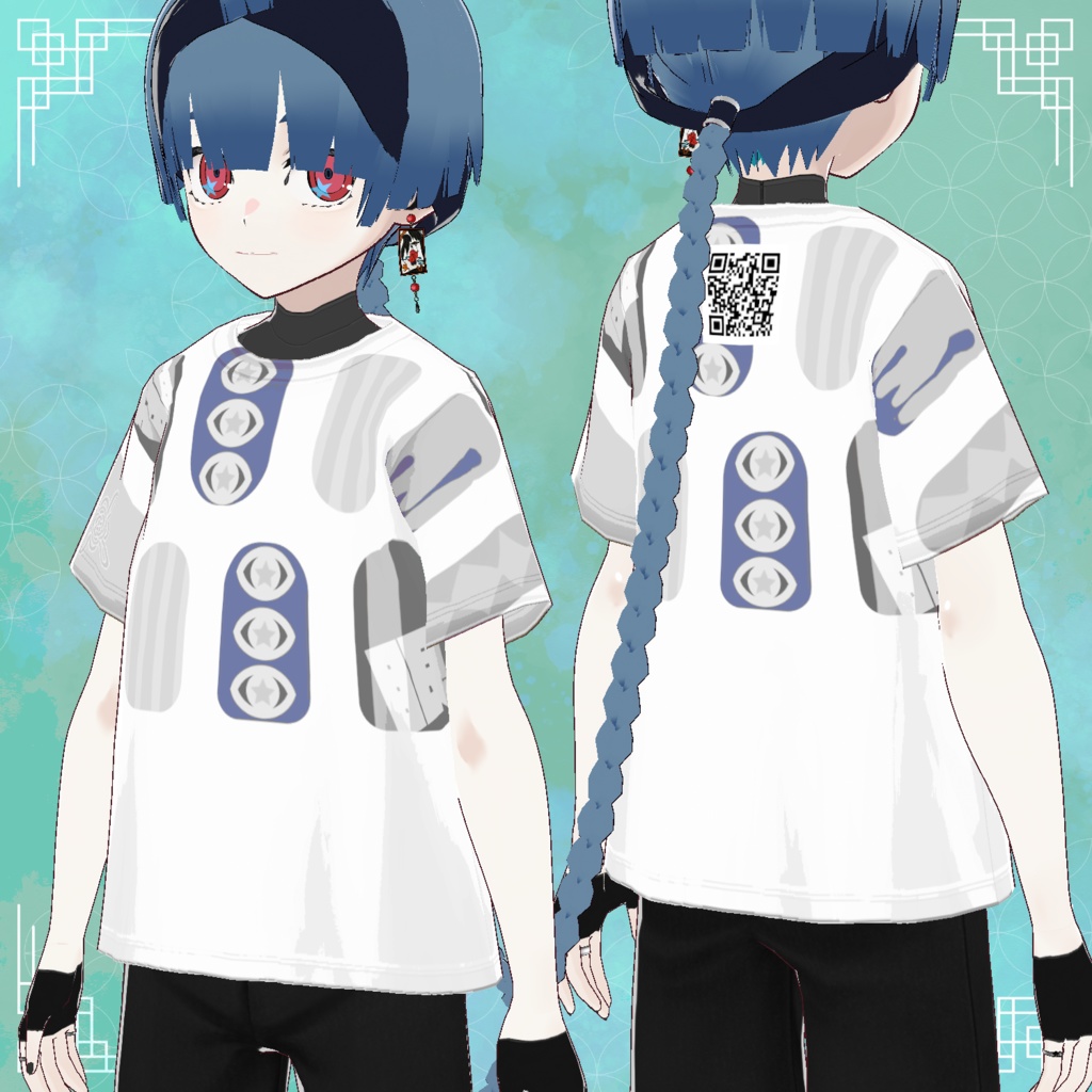 【天珠ネイル柄大Tシャツ】VRoid専用テクスチャ【無料配布】