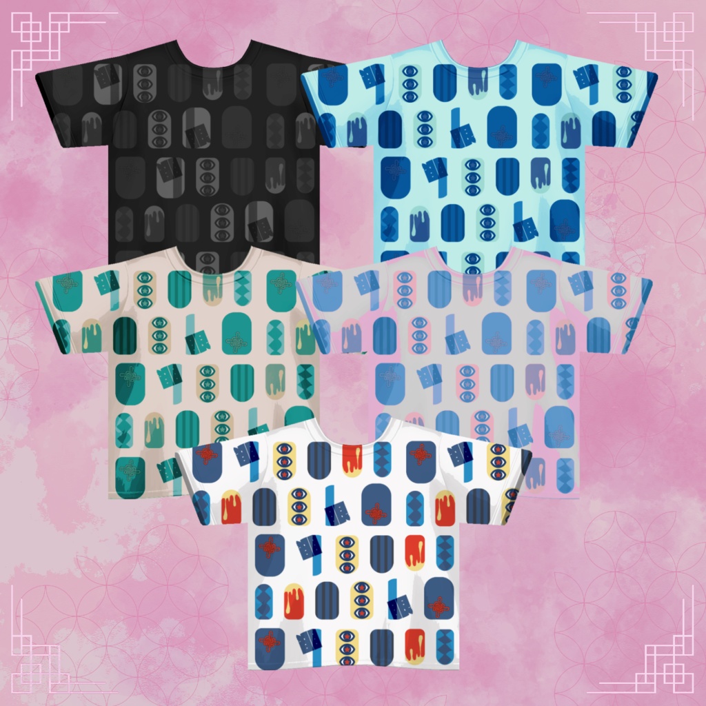 【天珠ネイル柄小Tシャツ】VRoid専用テクスチャ【無料配布】