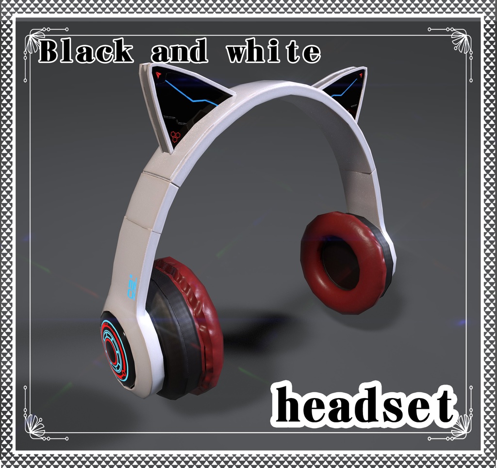 【vrchat&vroid】 アクセサリー/ネコ耳のイヤホン/6色