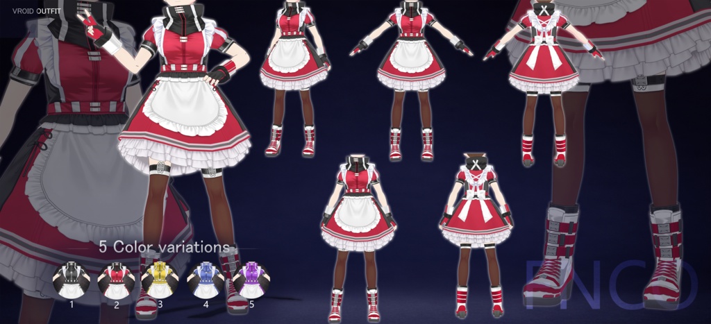 Vroid -戦闘メイド/职业服-5色/Combat Maid
