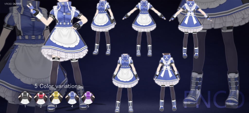 Vroid -戦闘メイド/职业服-5色/Combat Maid