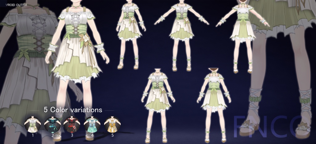 Vroid -エルフの伝統衣装-通年スタイル/职业服-5色/Elf Traditional Clothing - All Year Round Styles