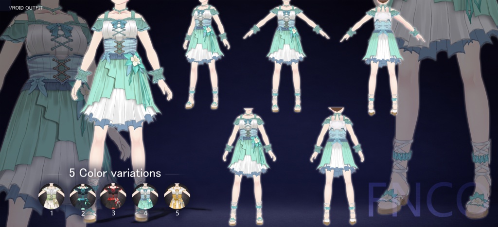 Vroid -エルフの伝統衣装-通年スタイル/职业服-5色/Elf Traditional Clothing - All Year Round Styles