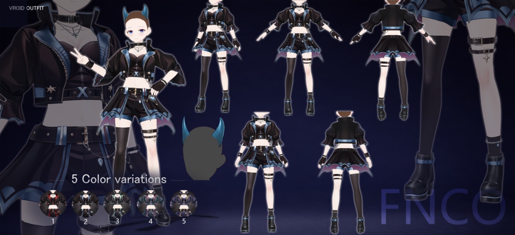 Vroid -小悪魔セット/职业服-5色/Little Devil Set