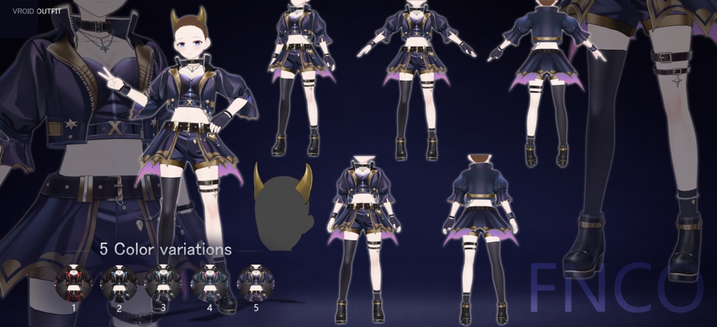 Vroid -小悪魔セット/职业服-5色/Little Devil Set