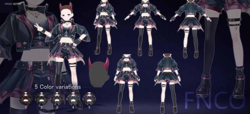 Vroid -小悪魔セット/职业服-5色/Little Devil Set
