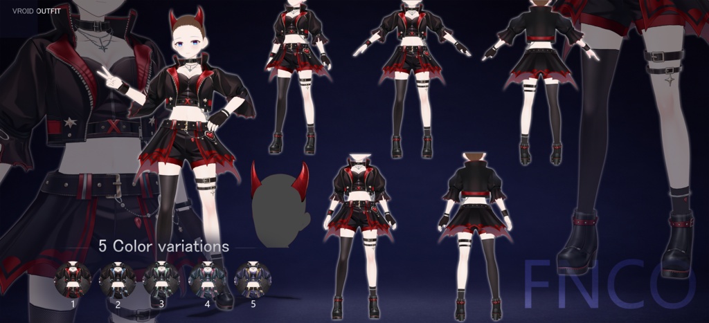 Vroid -小悪魔セット/职业服-5色/Little Devil Set