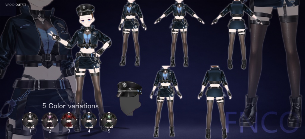 Vroid -女性用警察服/职业服-5色/Women's police uniform