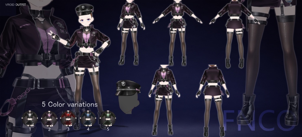 Vroid -女性用警察服/职业服-5色/Women's police uniform
