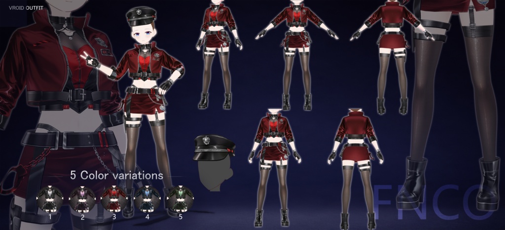 Vroid -女性用警察服/职业服-5色/Women's police uniform