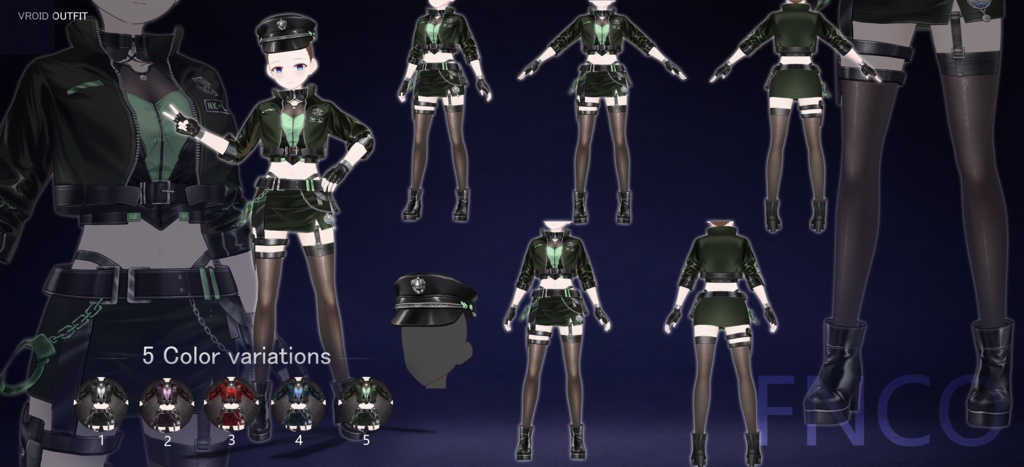 Vroid -女性用警察服/职业服-5色/Women's police uniform