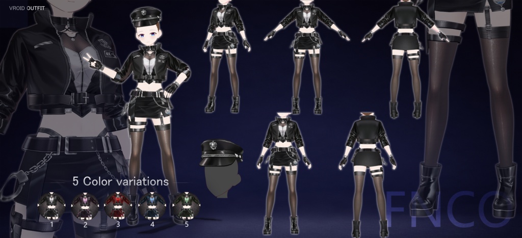 Vroid -女性用警察服/职业服-5色/Women's police uniform