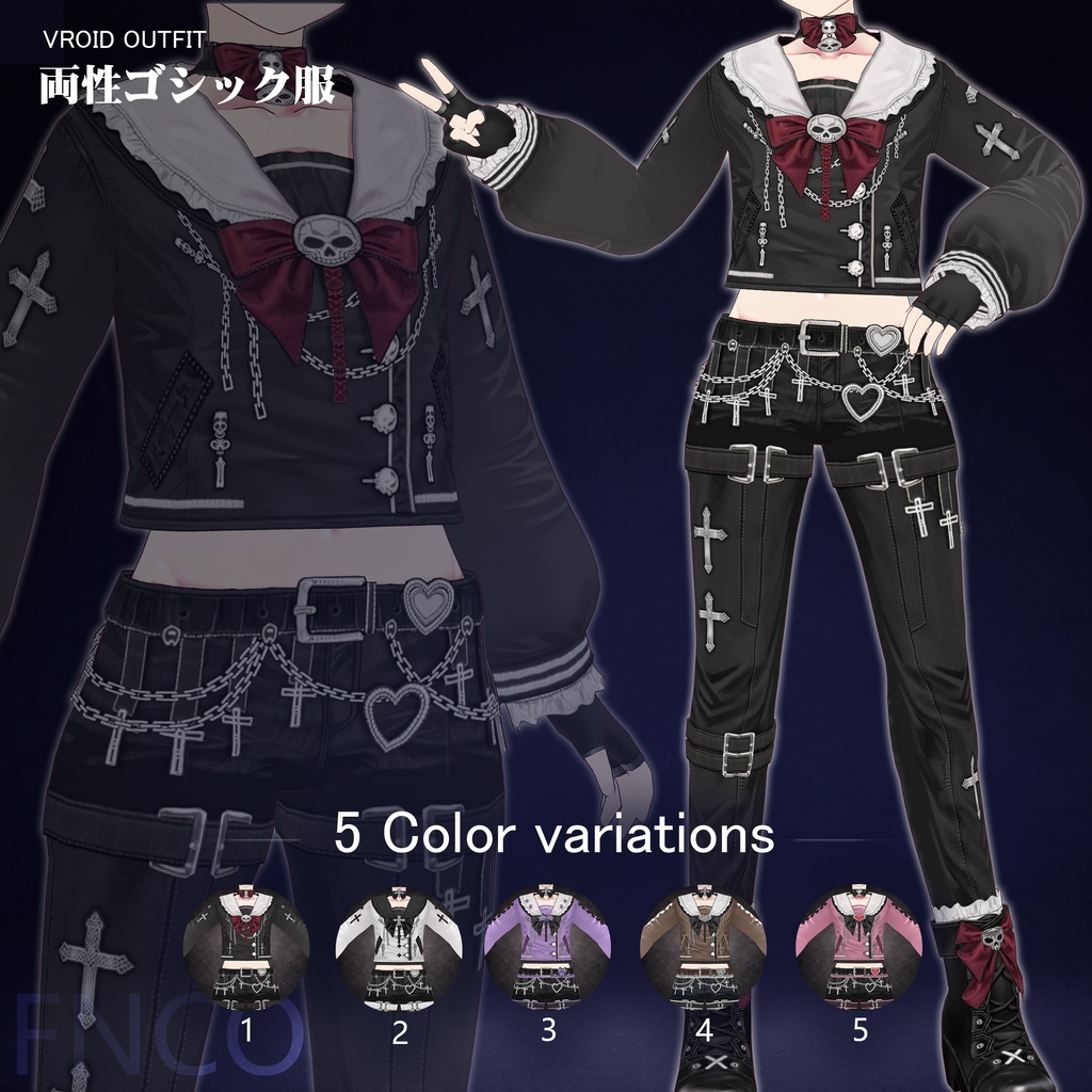 Vroid - 両性ゴシック服/职业服-5色/Gothic clothing for both genders
