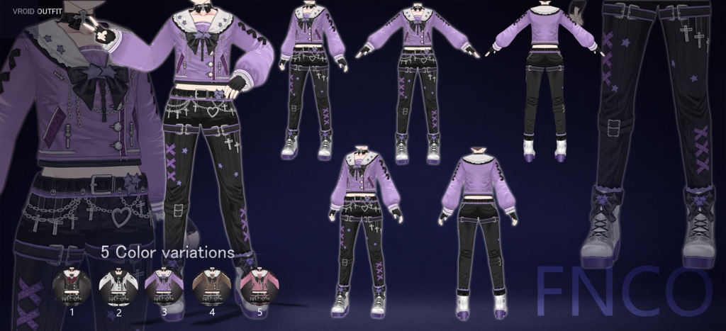 Vroid - 両性ゴシック服/职业服-5色/Gothic clothing for both genders