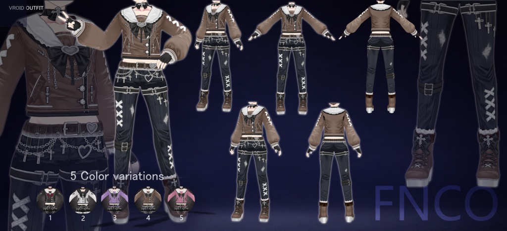 Vroid - 両性ゴシック服/职业服-5色/Gothic clothing for both genders