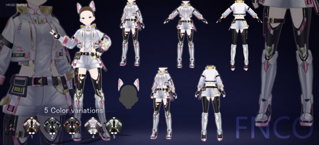 Vroid - 電子機能服/职业服-5色/Electronic functional suit