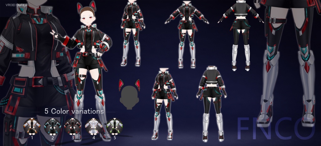 Vroid - 電子機能服/职业服-5色/Electronic functional suit