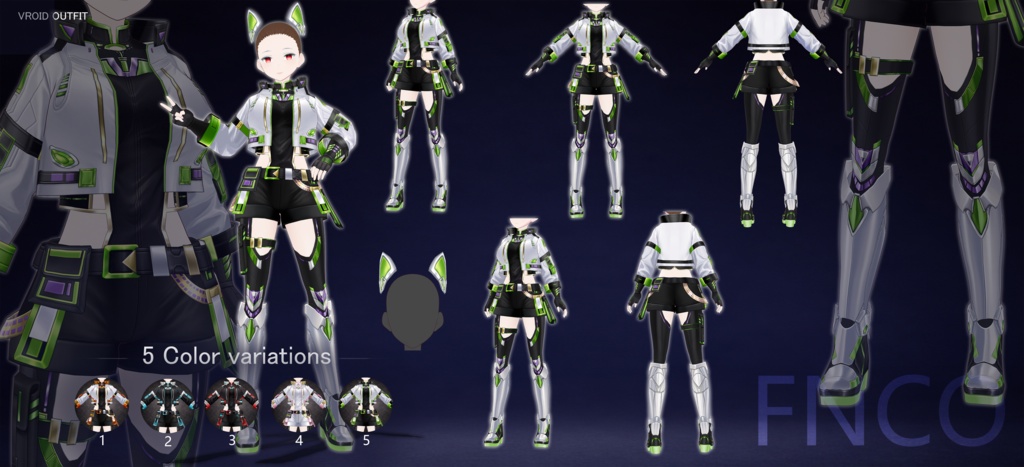 Vroid - 電子機能服/职业服-5色/Electronic functional suit
