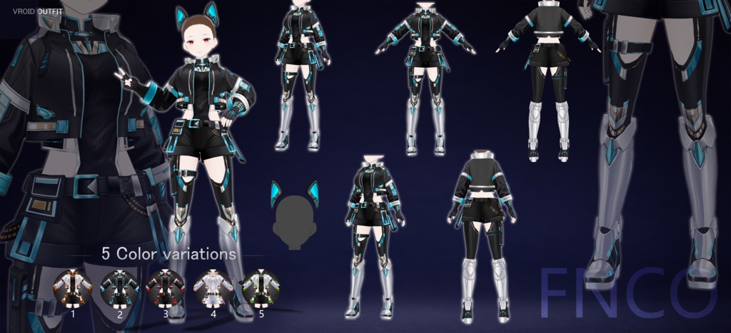 Vroid - 電子機能服/职业服-5色/Electronic functional suit