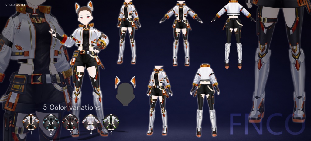 Vroid - 電子機能服/职业服-5色/Electronic functional suit