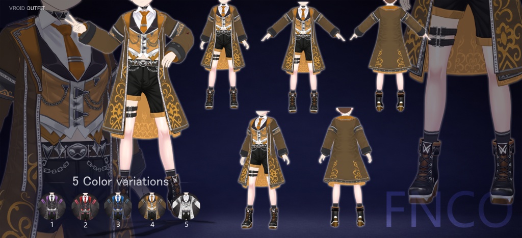 Vroid - 貴族のドレス/职业服-5色/Noble dress