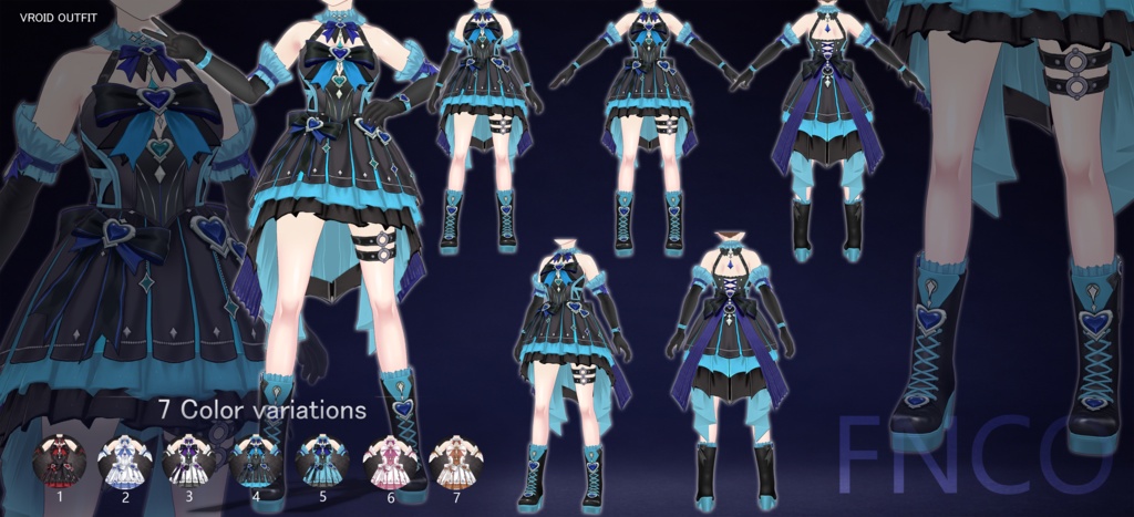Vroid - 魔法少女リリカルな衣装/职业服-5色/Magical Girl Performance Dress