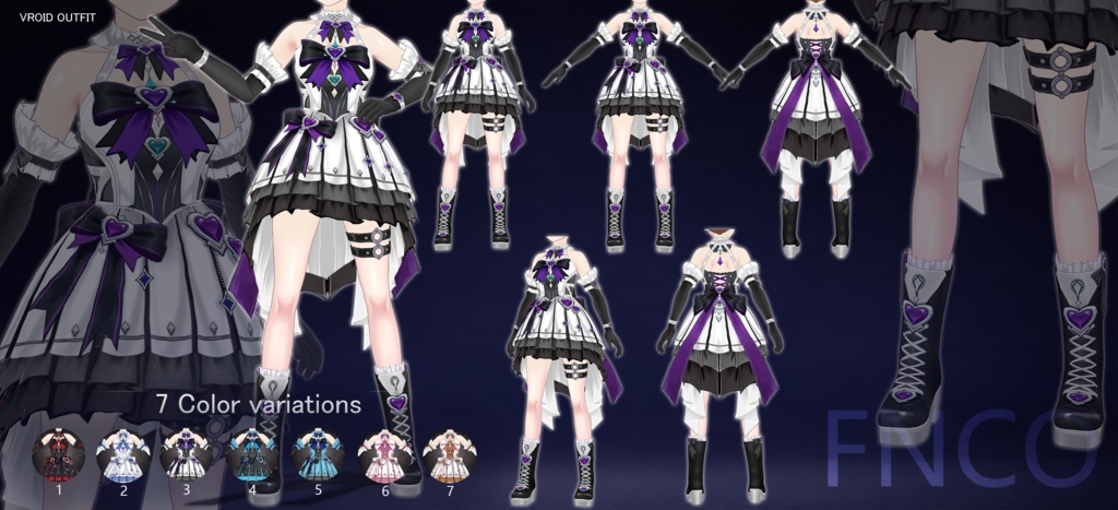 Vroid - 魔法少女リリカルな衣装/职业服-5色/Magical Girl Performance Dress