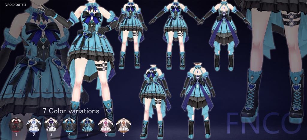 Vroid - 魔法少女リリカルな衣装/职业服-5色/Magical Girl Performance Dress