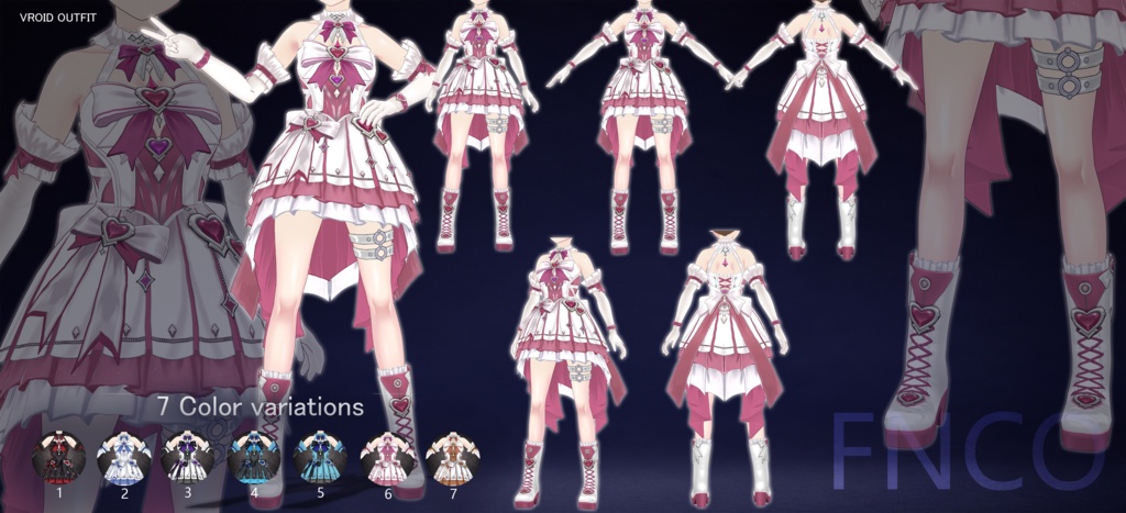 Vroid - 魔法少女リリカルな衣装/职业服-5色/Magical Girl Performance Dress