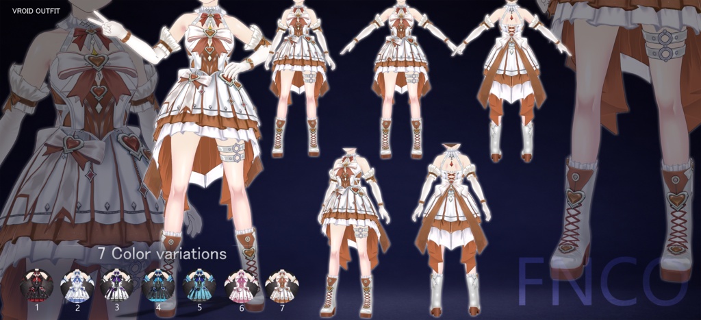 Vroid - 魔法少女リリカルな衣装/职业服-5色/Magical Girl Performance Dress