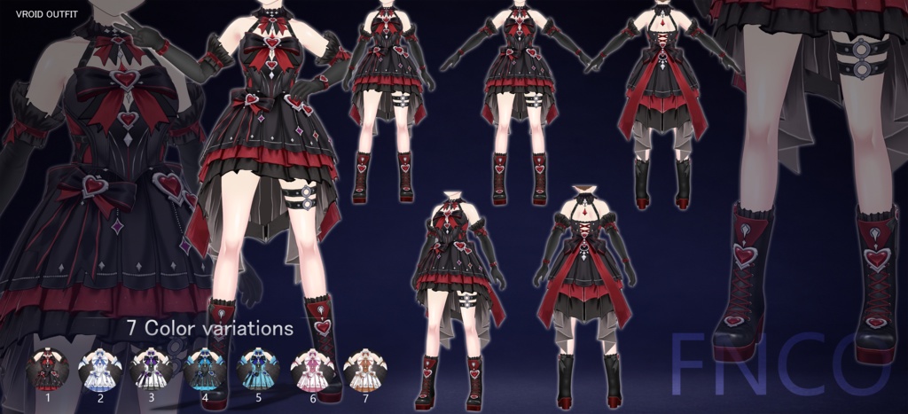 Vroid - 魔法少女リリカルな衣装/职业服-5色/Magical Girl Performance Dress