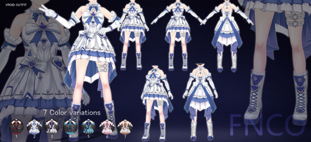Vroid - 魔法少女リリカルな衣装/职业服-5色/Magical Girl Performance Dress