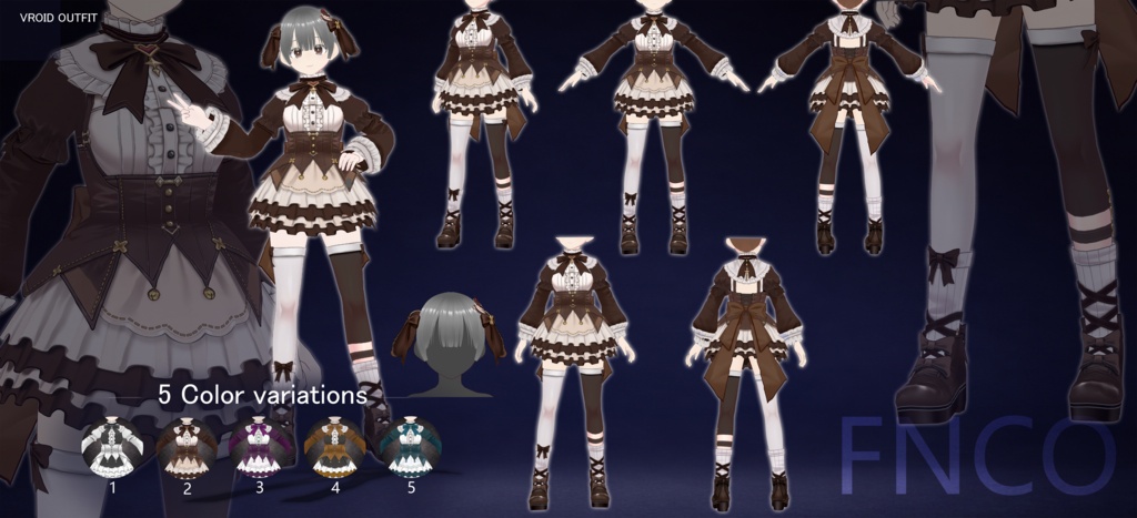 Vroid - ドレープドレス/职业服-5色/Drooping ear dress
