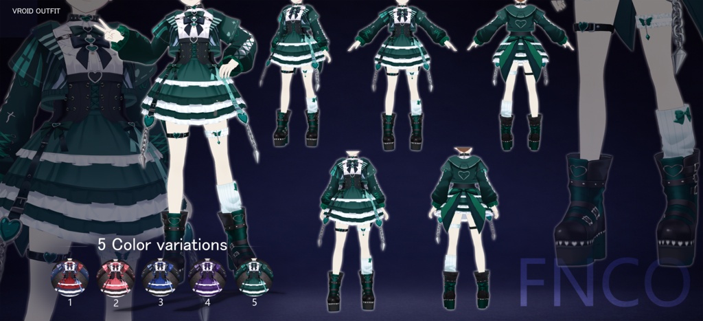 Vroid - 戀獄チェイン/职业服-5色/Love Prison Chain