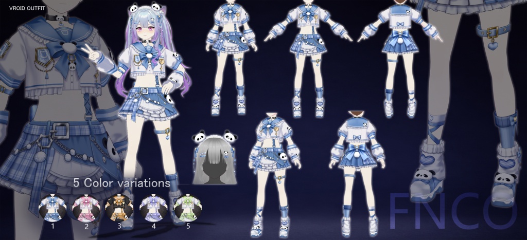 Vroid - パンダガール/职业服-5色/Panda Girl