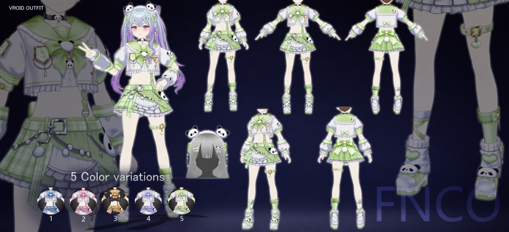 Vroid - パンダガール/职业服-5色/Panda Girl