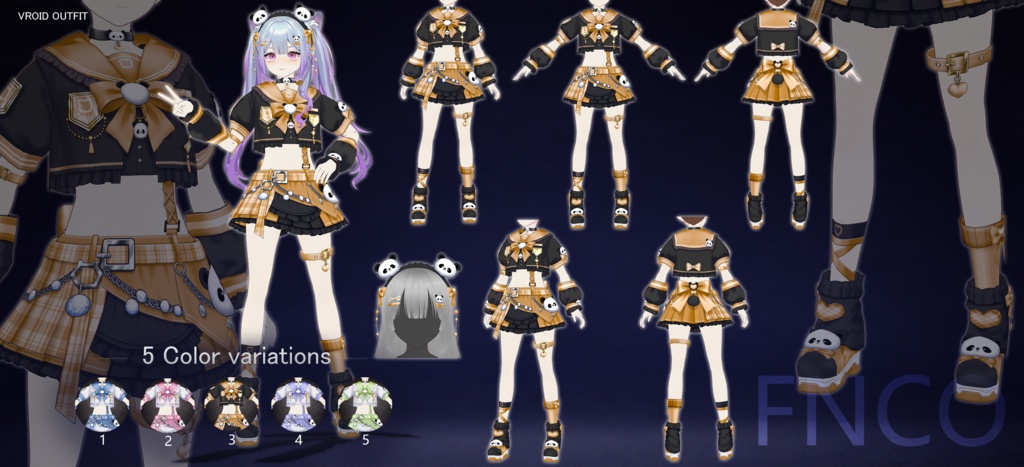 Vroid - パンダガール/职业服-5色/Panda Girl