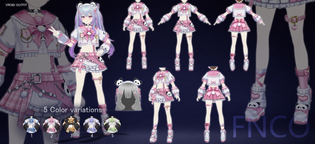 Vroid - パンダガール/职业服-5色/Panda Girl