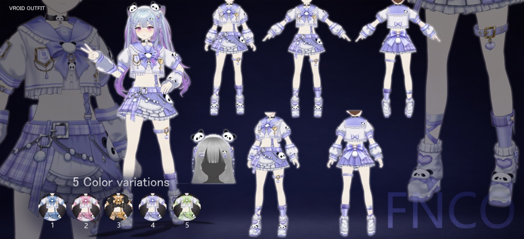 Vroid - パンダガール/职业服-5色/Panda Girl