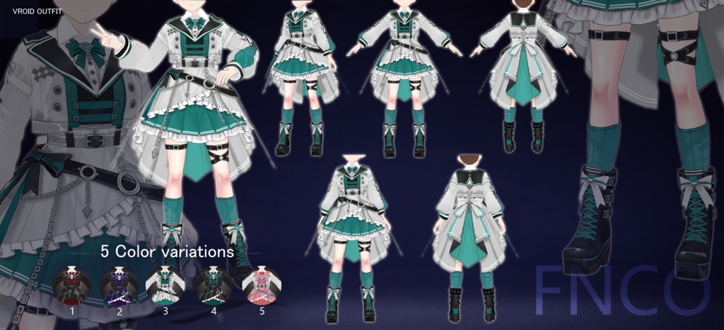 Vroid - 緋鎖の夜礼服/职业服-5色/Crimson Chain Nocturne