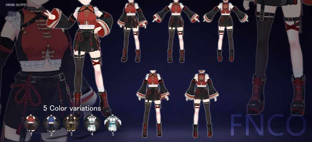 Vroid - カンフー鳳仙/职业服-5色/Kung Fu Fengxian