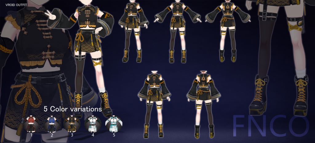 Vroid - カンフー鳳仙/职业服-5色/Kung Fu Fengxian
