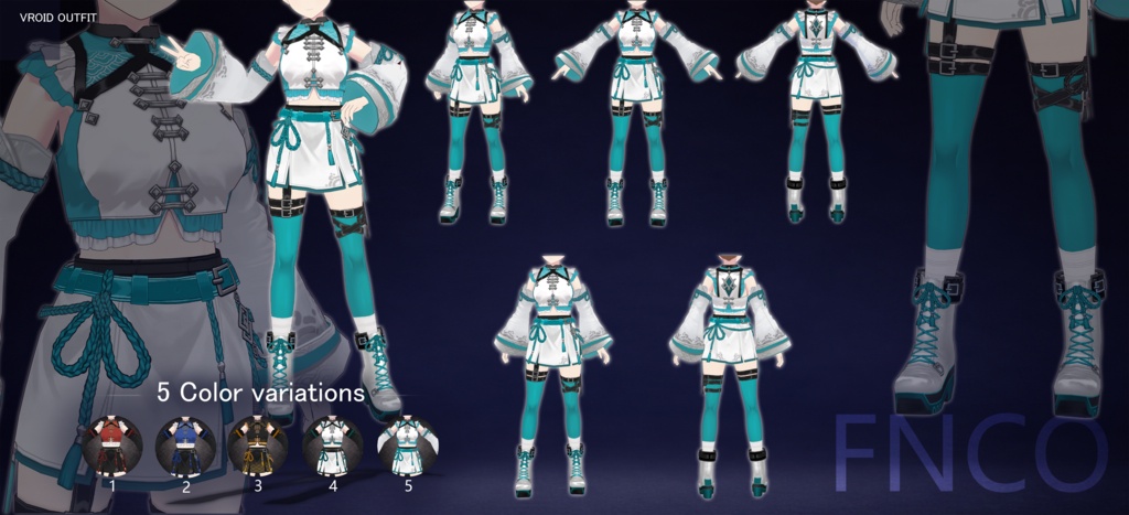 Vroid - カンフー鳳仙/职业服-5色/Kung Fu Fengxian