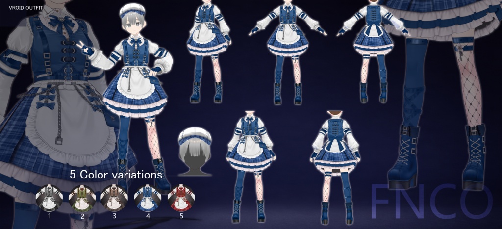 Vroid - ノワール・ニュースボーイメイド/职业服-5色/Noir Newsboy Maid