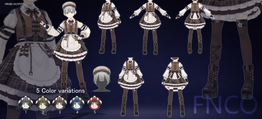 Vroid - ノワール・ニュースボーイメイド/职业服-5色/Noir Newsboy Maid