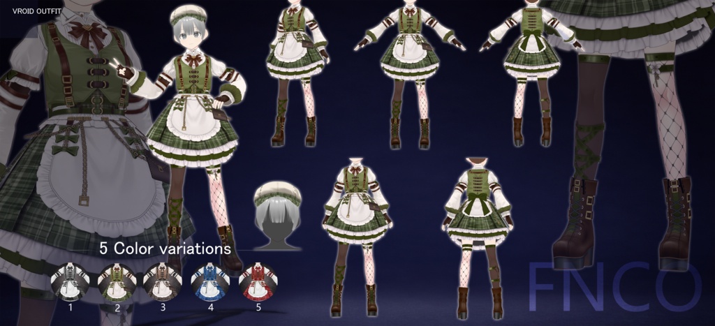 Vroid - ノワール・ニュースボーイメイド/职业服-5色/Noir Newsboy Maid
