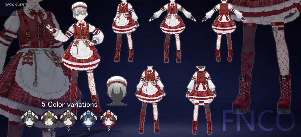 Vroid - ノワール・ニュースボーイメイド/职业服-5色/Noir Newsboy Maid